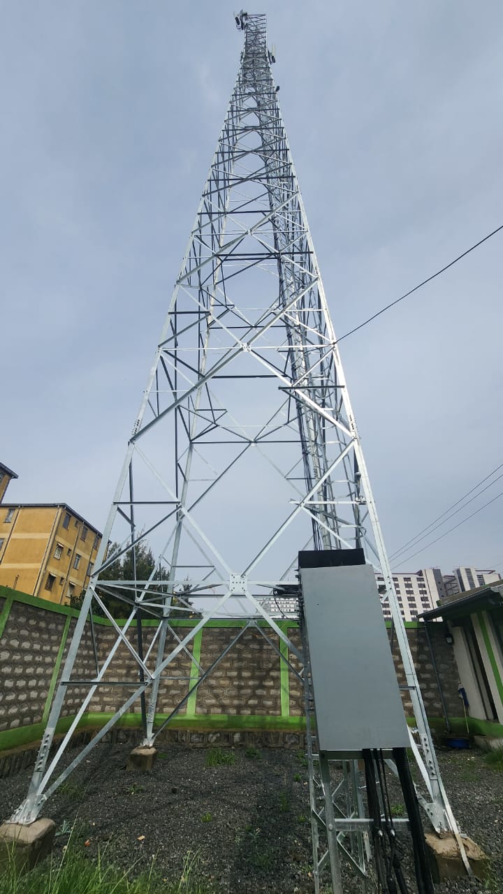 Lattice radio tower at transmission site
