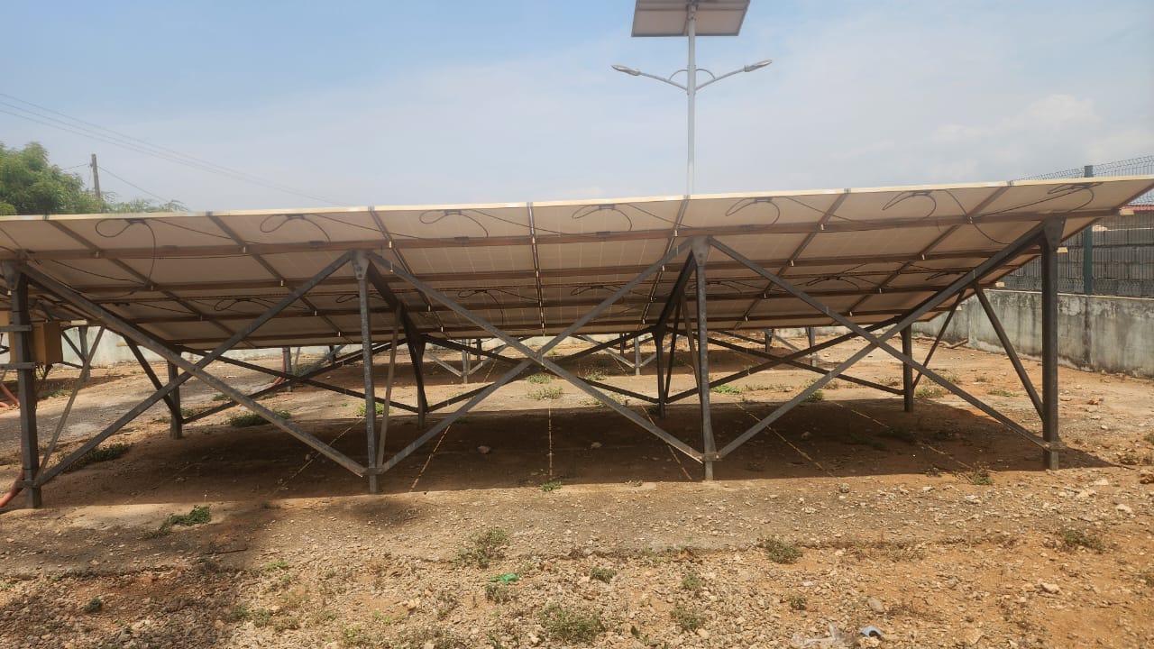 Ground-mounted solar panel array